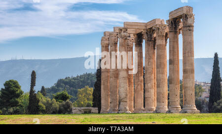 Columns of the ancient temple of Olympian Zeus , Athens, Greece Stock Photo
