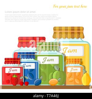 Glass jar with vegitable and fruit Stock Vector