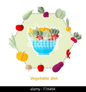 Different food isolated on white in flat style Stock Vector