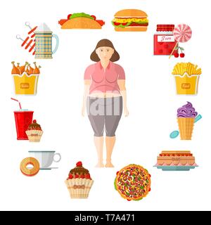 Health life brochure with woman and food in flat style Stock Vector
