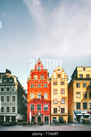 Stockholm city Stortorget architecture view in Sweden travel european landmarks colorful houses Stock Photo