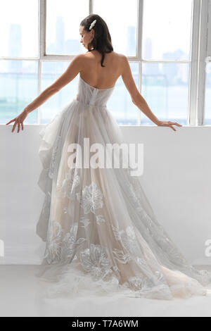 NEW YORK, NY - APRIL 14: A model posing during Galia Lahav Spring 2020 bridal presentation on April 14, 2019  in New York, NY Stock Photo