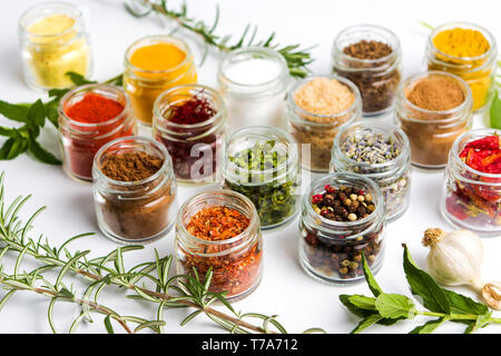 Large collection of spices in small jars Stock Photo by ©CreativeFamily  265762566