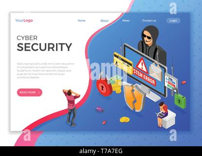 Hacker Phishing Activity Isometric Concept Stock Vector