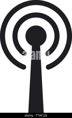 Simple antenna with radial radio waves vector icon symbol Stock Vector