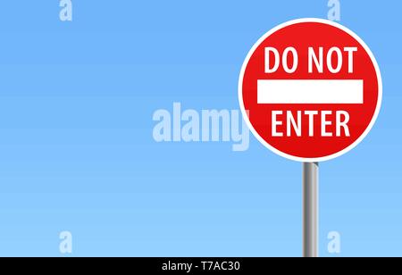 Red Do not enter road or street sign with blue sky background vector illustration Stock Vector