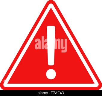 Red warning sign with white exclamation mark icon vector illustration Stock Vector