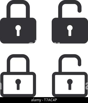 Locked and unlocked version of security locks icons vector illustrations Stock Vector