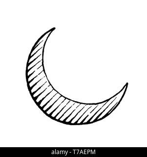 Vector Illustration of a Scratchboard Style Ink Drawing of Moon Stock Photo