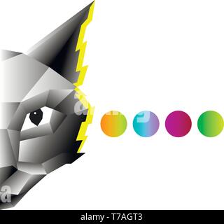 Creative vector illustration of a cat with gradient circles. Stock Vector