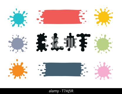 Collection of paint splashes. Vector blots set. Stock Vector