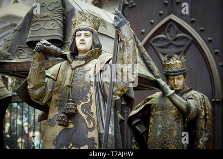 statue in Christopher Columbus tomb in Seville Stock Photo
