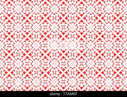 Ukrainian, Belarusian red embroidery seamless pattern - Vyshyvanka Stock Vector