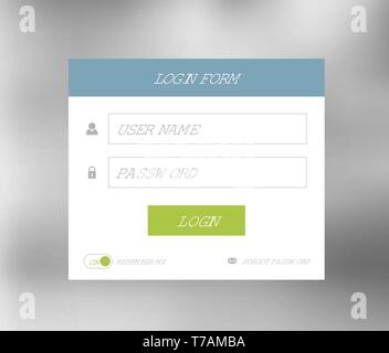 Vector login form template / design with simple modern flat user interface Stock Vector