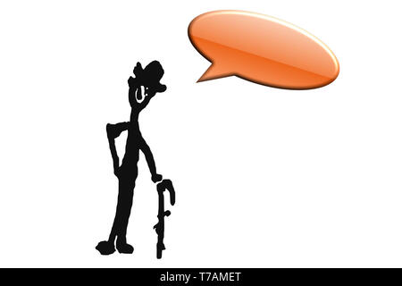 Drawn figure reduced to the essentials against white background with copy space. Stock Photo