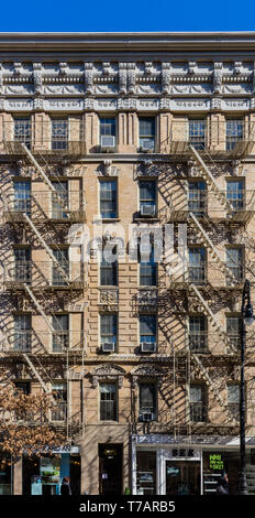 NEW YORK CITY- MARCH 26, 2018 : Fire exit staircase building Soho streets one of the main Manhattan Landmarks Stock Photo
