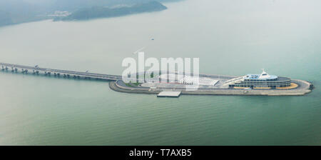 Aerial view of t he Hong Kong-Zuhari-Macau bridge. Stock Photo