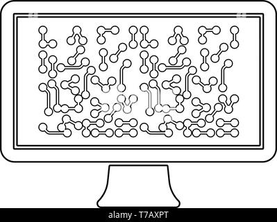 Screen with the scheme Technology concept icon outline black color vector illustration flat style simple image Stock Vector