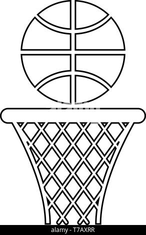 Vector drawing of a basketball ball with a black outline and flat