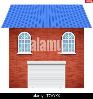 House and Garage with roller shutter system Stock Vector