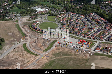 aerial view of a new housing development at Woodford, Stockport, near Manchester Stock Photo