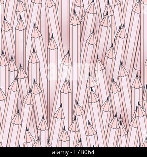Seamless pattern or backdrop with pink contour drawing outline pencils. Stock Vector