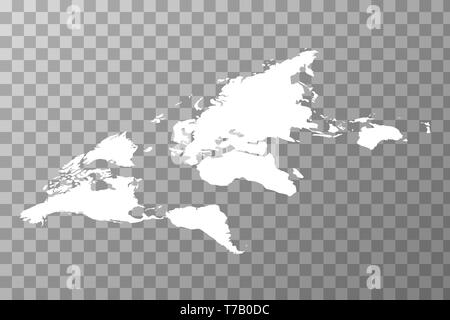 White worldwide map in isometric view on transparent background Stock Vector
