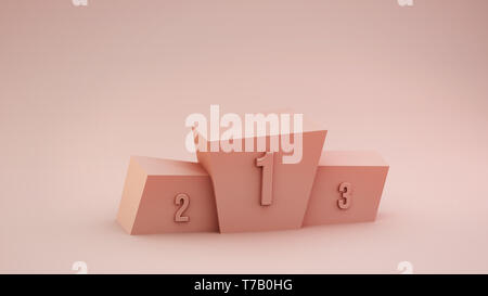 3d render illustration of winners podium with first, second, and third ...