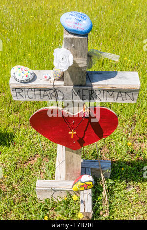 86 crosses were planted to memorialize the victims of the Camp Fire disaster in Paradise, California. The crosses were the idea of Greg Zanis, from Ch Stock Photo