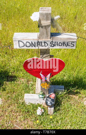 86 crosses were planted to memorialize the victims of the Camp Fire disaster in Paradise, California. The crosses were the idea of Greg Zanis, from Ch Stock Photo