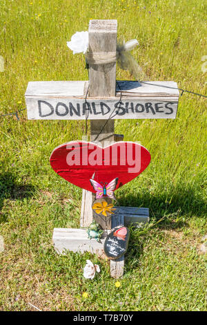 86 crosses were planted to memorialize the victims of the Camp Fire disaster in Paradise, California. The crosses were the idea of Greg Zanis, from Ch Stock Photo