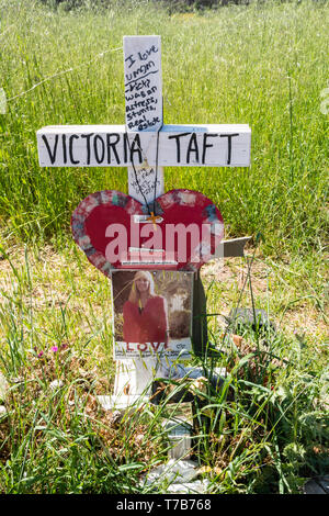 86 crosses were planted to memorialize the victims of the Camp Fire disaster in Paradise, California. The crosses were the idea of Greg Zanis, from Ch Stock Photo