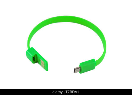 Silicone USB adapter for the mobile telephone on a white Stock Photo