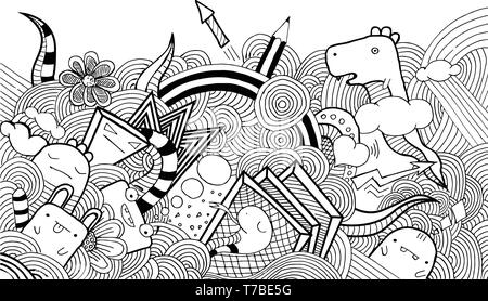 vector doodle small monsters hand drawn Stock Photo