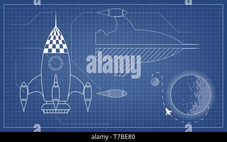 vector illustration blueprint of the spaceship Stock Photo