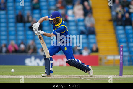 Emerald Headingley Stadium, Leeds, West Yorkshire, UK. 6th May 2019. Ben Raine of Durham Lions batting during the Royal London One Day Cup match Yorkshire Viking vs Durham Lions at Emerald Headingley Stadium, Leeds, West Yorkshire. Credit: Touchlinepics/Alamy Live News Stock Photo