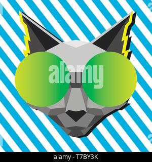 Cool cat vector illustration in pop art style. Stock Vector