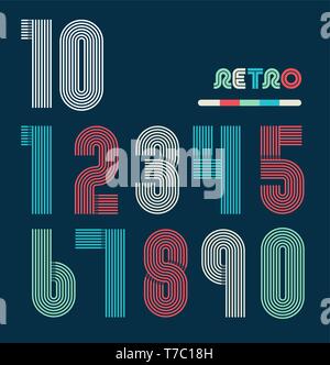 Retro Numbers Design Retro stripes funky numbers set,trendy elegant retro style design ...