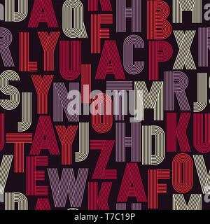 Retro stripes funky fonts seamless pattern. Vector design. Stock Vector