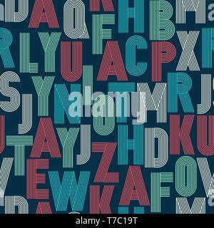 Retro stripes funky fonts seamless pattern. Vector design. Stock Vector