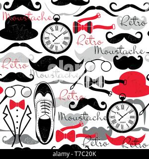 Retro vintage seamless pattern. Retro design elements background. Stock Vector