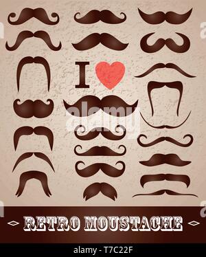Moustaches set. Design elements. Brown icon for design. Stock Vector