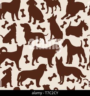 Dog seamless pattern. Vector stok illustration of animals Stock Vector