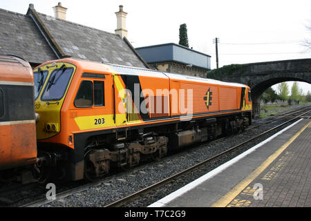 Newbridge station,Ireland, April 2008, an Iarnrod Eireann train service Stock Photo