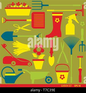 Garden tools set. Vector stock illustration Stock Vector