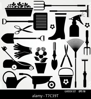 Village tools icon set. Vector stock illustration Stock Vector