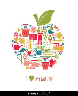 Garden icons illustration. Vector stock illustration Stock Vector