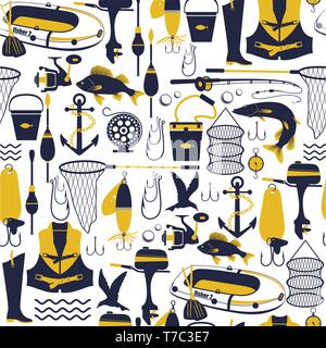 Fishing background. Seamless pattern. Stock Vector