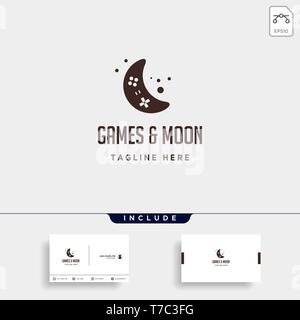 moon game logo design template vector illustration icon element - vector Stock Vector