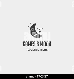 moon game logo design template vector illustration icon element - vector Stock Vector